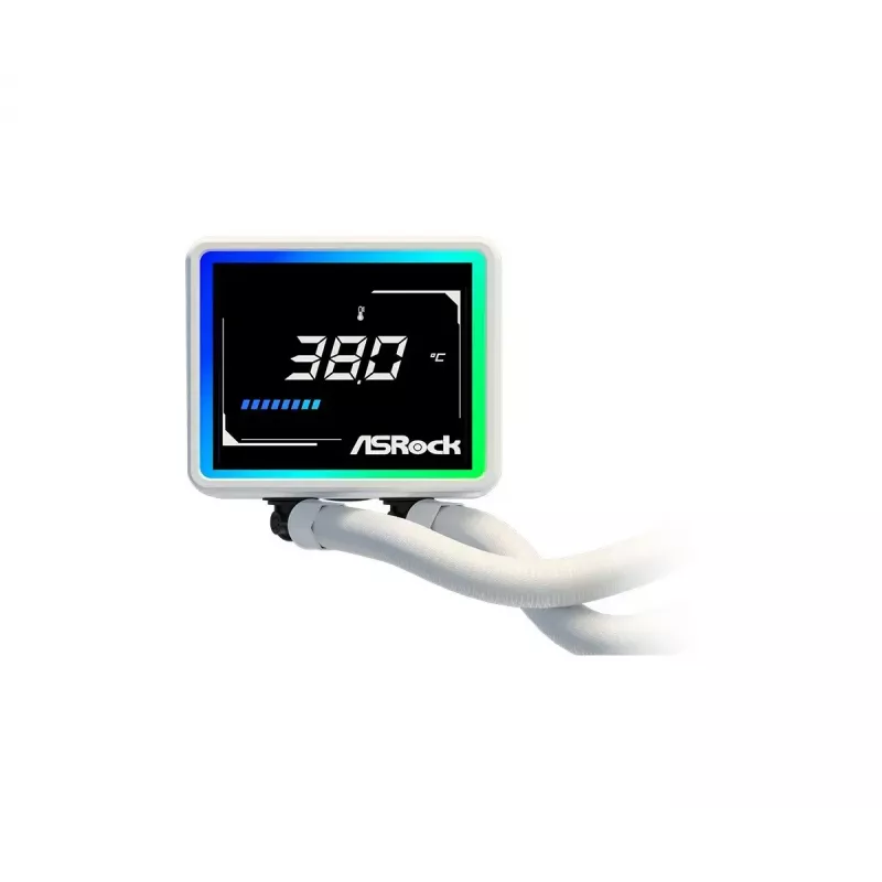 ASROCK Challenger 360 Digital ARGB balta — 360 mm CPU šķidruma dzesētājs, digitāls ARGB apgaismojums, balta apdare