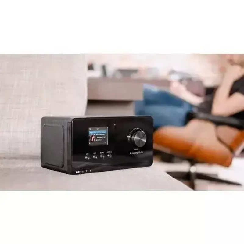 Interneta radio Krüger&Matz KM0816.1 — melns, Bluetooth 5.2, FM, 2×7 W, 430 iepriekšiestatījumi, tālvadības pults, 3,5 mm austiņu ligzda