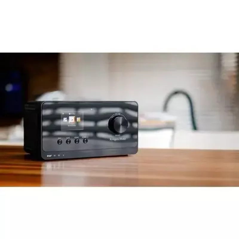 Interneta radio Krüger&Matz KM0816.1 — melns, Bluetooth 5.2, FM, 2×7 W, 430 iepriekšiestatījumi, tālvadības pults, 3,5 mm austiņu ligzda