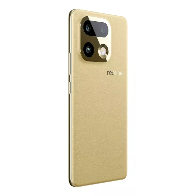Smartphone REALME realme 16 Pro+ — 6.8 collu (17.3 cm) 1280×2800, Snapdragon 7 Gen 4, 12 GB RAM, 512 GB, 200 MP, 7000 mAh, zelts