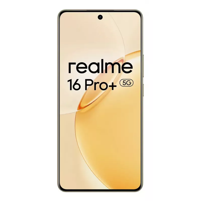 Smartphone REALME realme 16 Pro+ — 6.8 collu (17.3 cm) 1280×2800, Snapdragon 7 Gen 4, 12 GB RAM, 512 GB, 200 MP, 7000 mAh, zelts