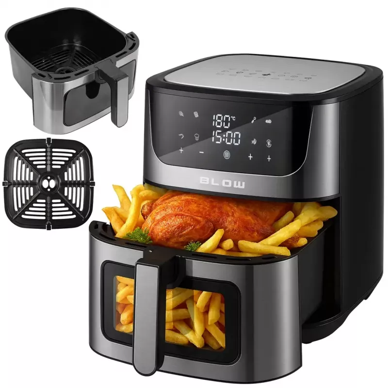 Karstā gaisa fritieris BLOW AIR FRYER 2500W 8L — 8 programmas, maks. 200°C, LCD skārienekrāns, 1,7 kg ietilpība