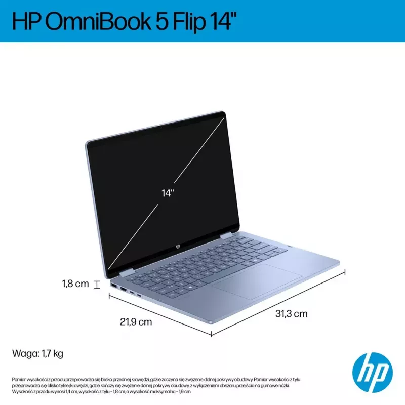 Klēpjdators HP OmniBook 5 Flip 14-fp0004nw 14 collas Core 5 120U 16GB 512GB Win11Home Sky Blue