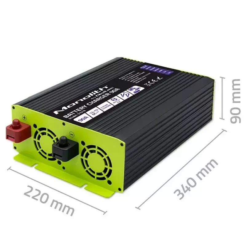 Baterijas lādētājs QOLTEC 51919 90A 12V LiFePO4 AGM GEL SLA baterijām