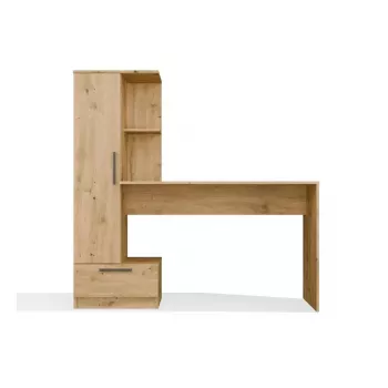 Galda un grāmatu skapja komplekts top e shop COSMO Oak Artisan — Darba virsma 115×50 cm, Platums 1430 mm, Augstums 1400 mm, Dziļums 500 mm, 1 atvilktne