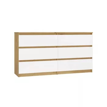 Kumode MALWA M6 no top e shop — 6 atvilktnes, 1380×400×750 mm, artisan ozola korpuss, balta priekšpuse