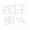Kumode ar 2 durvīm un 4 atvilktnēm TOP E SHOP M-MP-K-MAL-2D4S/120-KASZ, kašmira, 120×40×97 cm, skaidu plātne
