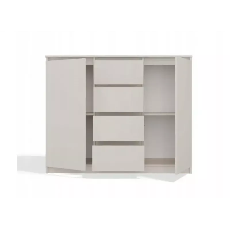 Kumode ar 2 durvīm un 4 atvilktnēm TOP E SHOP M-MP-K-MAL-2D4S/120-KASZ, kašmira, 120×40×97 cm, skaidu plātne