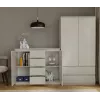 Kumode ar 2 durvīm un 4 atvilktnēm TOP E SHOP M-MP-K-MAL-2D4S/120-KASZ, kašmira, 120×40×97 cm, skaidu plātne