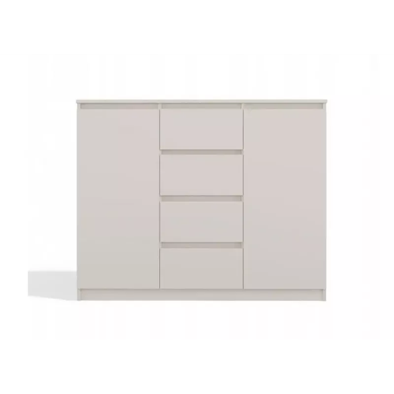 Kumode ar 2 durvīm un 4 atvilktnēm TOP E SHOP M-MP-K-MAL-2D4S/120-KASZ, kašmira, 120×40×97 cm, skaidu plātne
