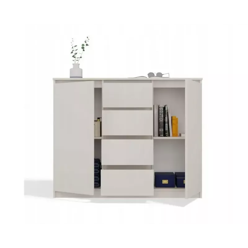 Kumode ar 2 durvīm un 4 atvilktnēm TOP E SHOP M-MP-K-MAL-2D4S/120-KASZ, kašmira, 120×40×97 cm, skaidu plātne