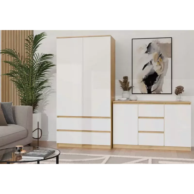 Kumode top e shop ARTISAN ar 2 durvīm un 3 atvilktnēm, 1200×400×750 mm, balta, skaidu plātne