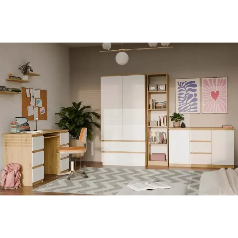 Kumode top e shop ARTISAN ar 2 durvīm un 3 atvilktnēm, 1200×400×750 mm, balta, skaidu plātne