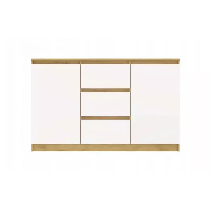 Kumode top e shop ARTISAN ar 2 durvīm un 3 atvilktnēm, 1200×400×750 mm, balta, skaidu plātne