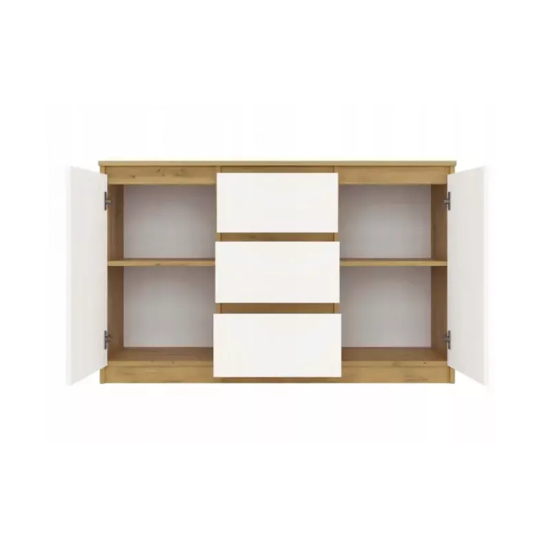 Kumode top e shop ARTISAN ar 2 durvīm un 3 atvilktnēm, 1200×400×750 mm, balta, skaidu plātne