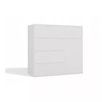 Kumode top e shop MALWA 1D5S, 5 atvilktnes, 1 veramas durvis, balta, 1000×400×930 mm, skaidu plāksne