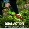 Bezvadu zāles šķēres GreenWorks 1600607VA — 12 cm nerūsējošā tērauda asmens, 24 V Li‑Ion 2 Ah