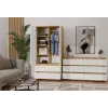 Skapis top e shop MALWA SS-90, 900×500×1800 mm, amatniecības ozolkoka rāmis, baltas veramas durvis, 2 atvilktnes, kokskaidu plātne