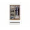 Skapis top e shop MALWA SS-90, 900×500×1800 mm, amatniecības ozolkoka rāmis, baltas veramas durvis, 2 atvilktnes, kokskaidu plātne