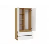 Skapis top e shop MALWA SS-90, 900×500×1800 mm, amatniecības ozolkoka rāmis, baltas veramas durvis, 2 atvilktnes, kokskaidu plātne