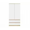 Skapis top e shop MALWA SS-90, 900×500×1800 mm, amatniecības ozolkoka rāmis, baltas veramas durvis, 2 atvilktnes, kokskaidu plātne