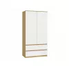 Skapis top e shop MALWA SS-90, 900×500×1800 mm, amatniecības ozolkoka rāmis, baltas veramas durvis, 2 atvilktnes, kokskaidu plātne