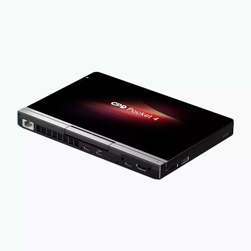GPD Pocket 4 klēpjdators — AMD Ryzen 7 8840U, 8 collu WQXGA 2560×1600 144Hz skārienjūtīgs, 16GB DDR5, 1TB NVMe, Radeon 780M, Windows 11, LAN, pirkstu nospiedumu lasītājs, grafīts
