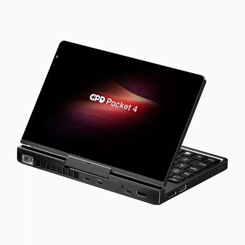 GPD Pocket 4 klēpjdators — AMD Ryzen 7 8840U, 8 collu WQXGA 2560×1600 144Hz skārienjūtīgs, 16GB DDR5, 1TB NVMe, Radeon 780M, Windows 11, LAN, pirkstu nospiedumu lasītājs, grafīts
