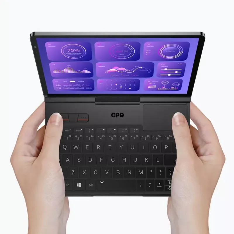 GPD Pocket 4 klēpjdators — AMD Ryzen 7 8840U, 8 collu WQXGA 2560×1600 144Hz skārienjūtīgs, 16GB DDR5, 1TB NVMe, Radeon 780M, Windows 11, LAN, pirkstu nospiedumu lasītājs, grafīts