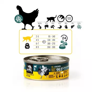 Mitrā kaķu barība 3coty Vista ar spirulīnu 80 g — pilnvērtīgs konservēts barības līdzeklis pieaugušiem kaķiem