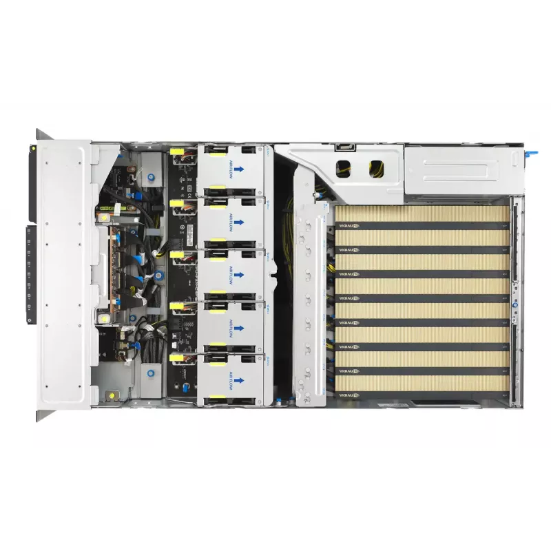 Rack server ASUS ESC8000A-E13P (4U) — LGA 6096, AMD EPYC, līdz 3 TB DDR5, 24 DIMM, 3200W barošanas bloks, 10GbE