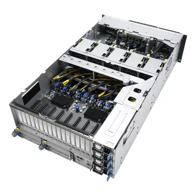 Rack server ASUS ESC8000A-E13P (4U) — LGA 6096, AMD EPYC, līdz 3 TB DDR5, 24 DIMM, 3200W barošanas bloks, 10GbE