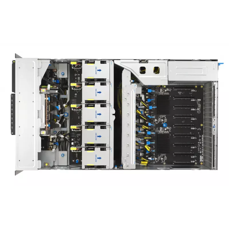 Rack server ASUS ESC8000A-E13P (4U) — LGA 6096, AMD EPYC, līdz 3 TB DDR5, 24 DIMM, 3200W barošanas bloks, 10GbE