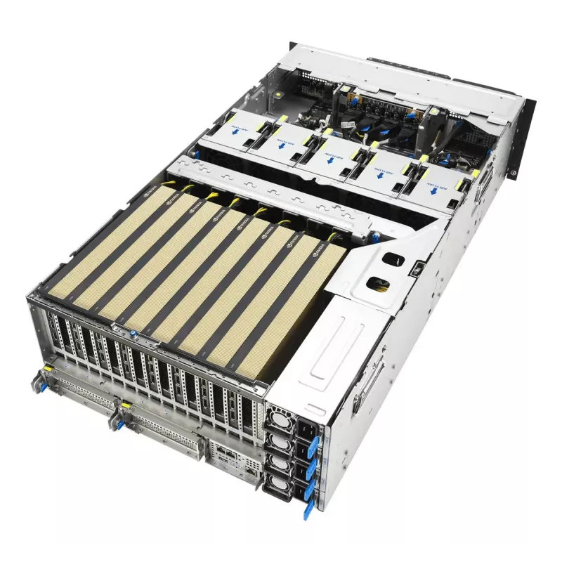 Rack server ASUS ESC8000A-E13P (4U) — LGA 6096, AMD EPYC, līdz 3 TB DDR5, 24 DIMM, 3200W barošanas bloks, 10GbE