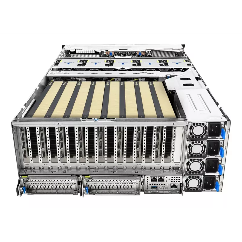 Rack server ASUS ESC8000A-E13P (4U) — LGA 6096, AMD EPYC, līdz 3 TB DDR5, 24 DIMM, 3200W barošanas bloks, 10GbE