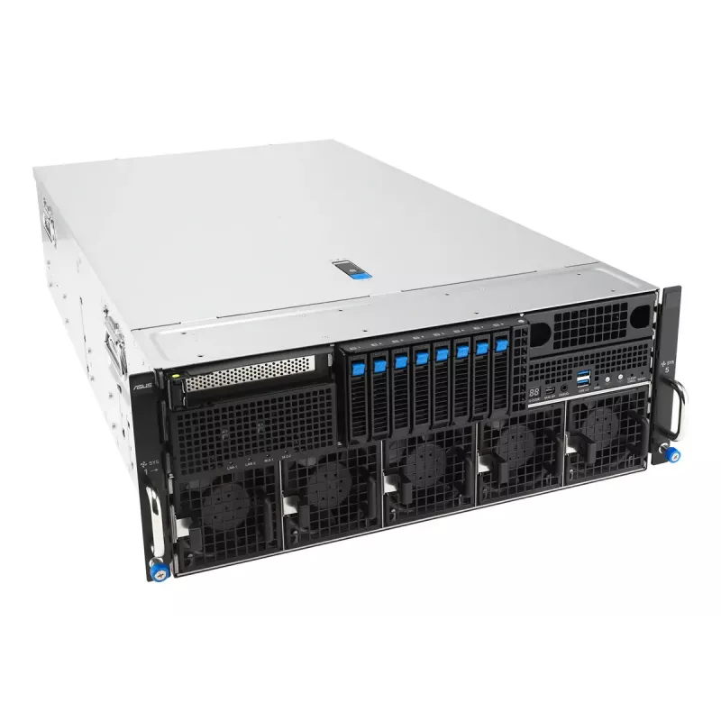 Rack server ASUS ESC8000A-E13P (4U) — LGA 6096, AMD EPYC, līdz 3 TB DDR5, 24 DIMM, 3200W barošanas bloks, 10GbE