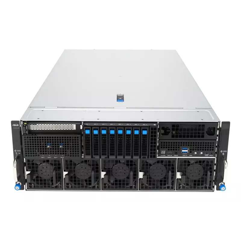 Rack server ASUS ESC8000A-E13P (4U) — LGA 6096, AMD EPYC, līdz 3 TB DDR5, 24 DIMM, 3200W barošanas bloks, 10GbE