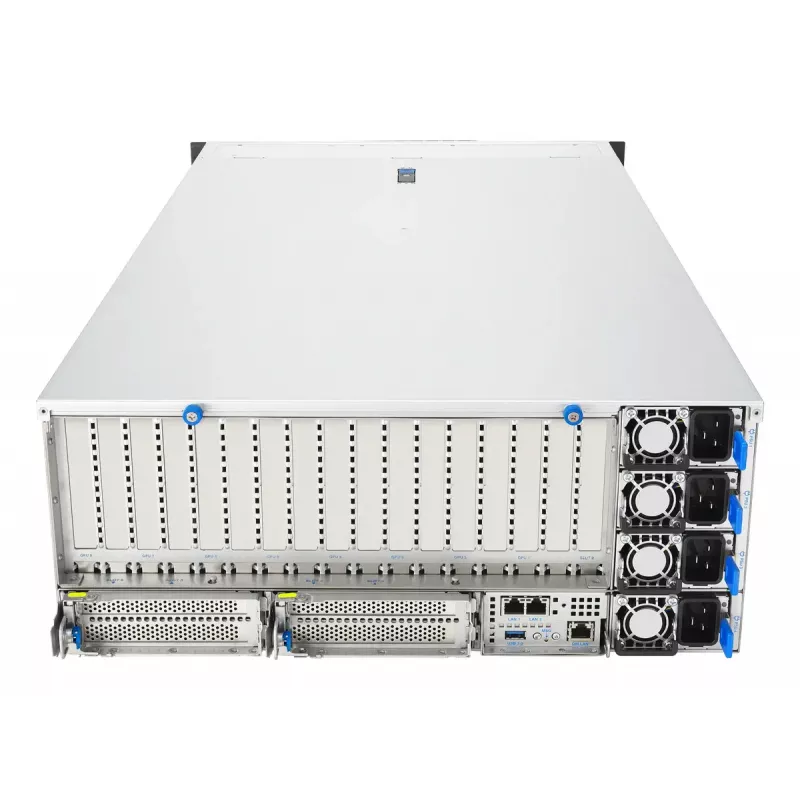 Rack server ASUS ESC8000A-E13P (4U) — LGA 6096, AMD EPYC, līdz 3 TB DDR5, 24 DIMM, 3200W barošanas bloks, 10GbE