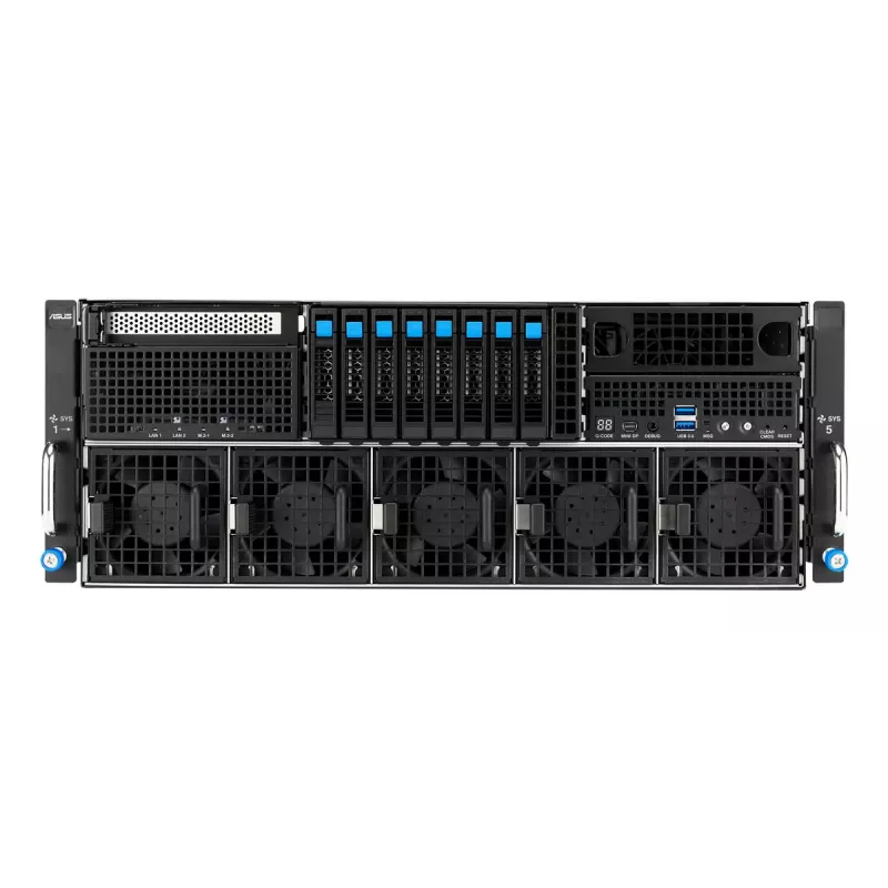 Rack server ASUS ESC8000A-E13P (4U) — LGA 6096, AMD EPYC, līdz 3 TB DDR5, 24 DIMM, 3200W barošanas bloks, 10GbE