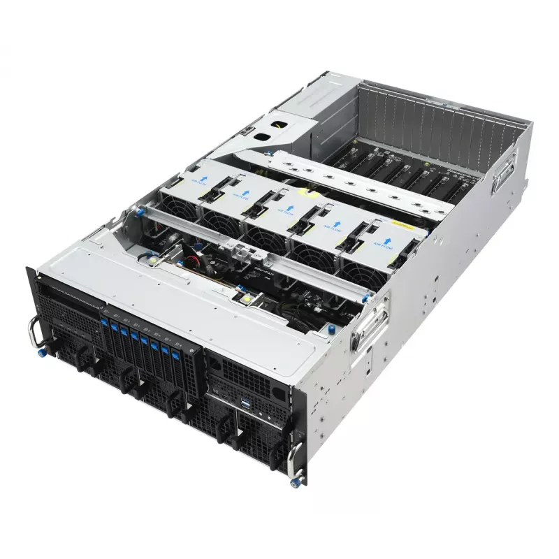 Rack server ASUS ESC8000A-E13P (4U) — LGA 6096, AMD EPYC, līdz 3 TB DDR5, 24 DIMM, 3200W barošanas bloks, 10GbE
