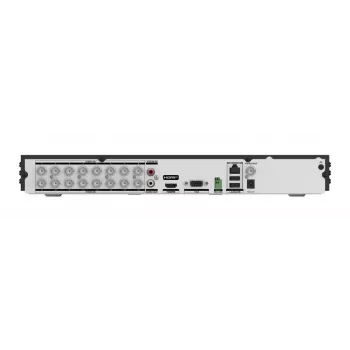 Digitālais videoreģistrators Hikvision IDS-7216HUHI-M2/XT — 16 kanālu DVR, 4K (3840×2160), H.264/H.265, SATA HDD līdz 12 TB, Gigabitu Ethernet, 12 V līdzstrāva