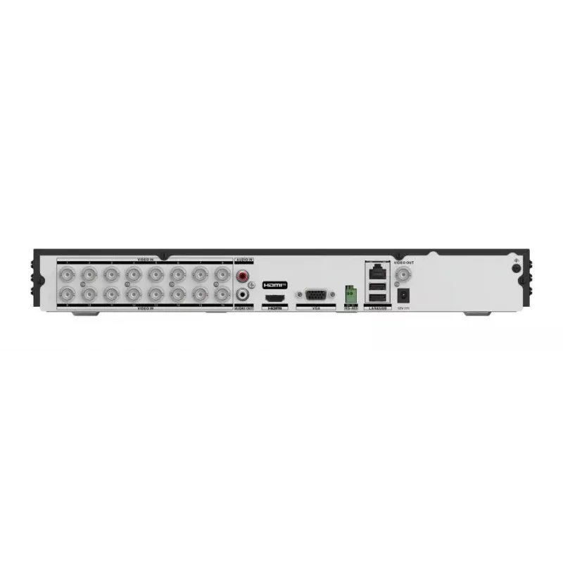 Digitālais videoreģistrators Hikvision IDS-7216HUHI-M2/XT — 16 kanālu DVR, 4K (3840×2160), H.264/H.265, SATA HDD līdz 12 TB, Gigabitu Ethernet, 12 V līdzstrāva