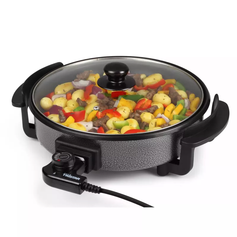 Grila panna Tristar PZ-2963 daudzfunkcionāla apaļa melna 30cm