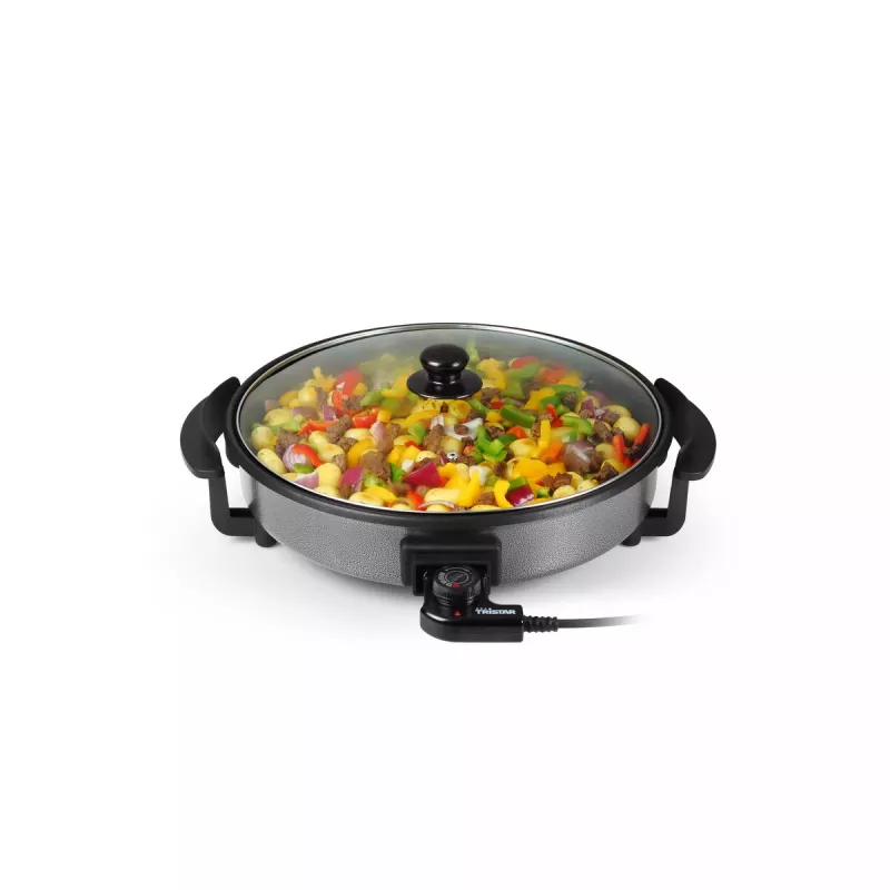 Grila panna Tristar PZ-2963 daudzfunkcionāla apaļa melna 30cm