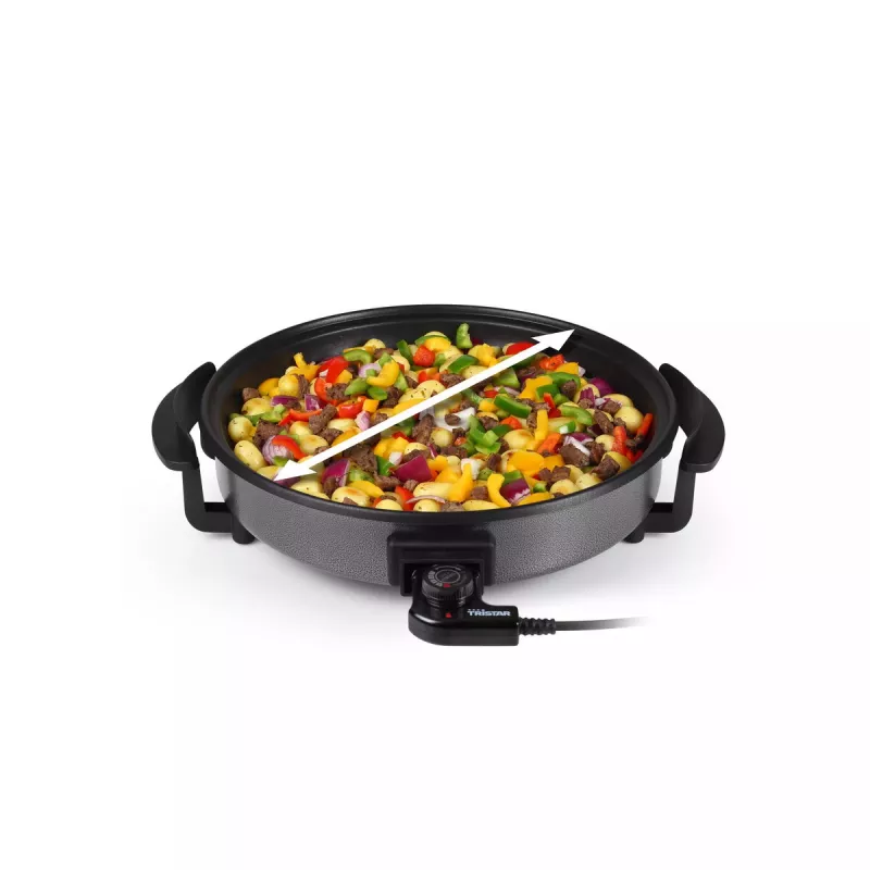 Grila panna Tristar PZ-2963 daudzfunkcionāla apaļa melna 30cm