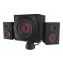 Skaļruņu komplekts GENESIS Helium 610BT 2.1, 60 W RMS, Bluetooth, vadu, sarkans/melns, kompakts zemfrekvences skaļrunis