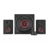 Skaļruņu komplekts GENESIS Helium 610BT 2.1, 60 W RMS, Bluetooth, vadu, sarkans/melns, kompakts zemfrekvences skaļrunis