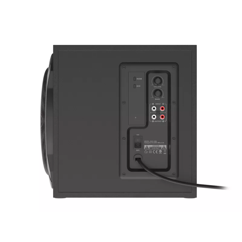 Skaļruņu komplekts GENESIS Helium 610BT 2.1, 60 W RMS, Bluetooth, vadu, sarkans/melns, kompakts zemfrekvences skaļrunis