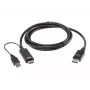ATEN True 4K 1,8 m HDMI uz DisplayPort kabelis, 1,8 m, HDMI + USB, DisplayPort, vīriešu, vīriešu, taisns