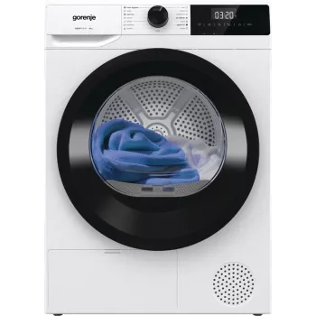 Gorenje Torktumlare DHNE82 BK040, Brīvi stāvoša, Ielādējama no priekšas, Siltumsūknis, Balta, Pogas, Rotējošs, Labais